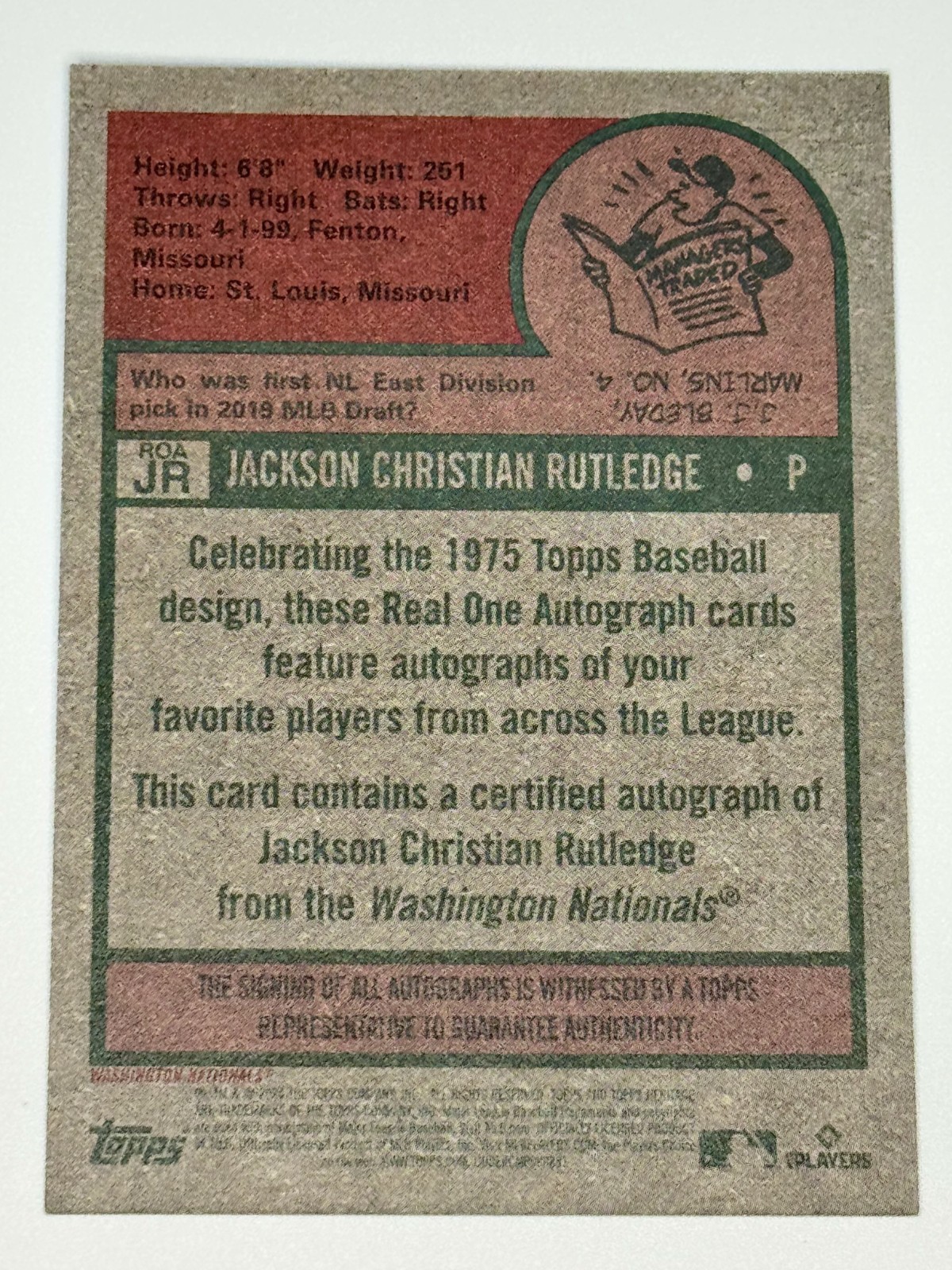 Jackson Rutledge Topps 2024 Topps Heritage High Number - Jackson Rutledge Real One Autographs ...