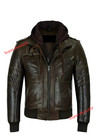 Mens Brown Lambskin Leather Hoodie Jacket Casual Winter Zip Front Stylish Fit Up