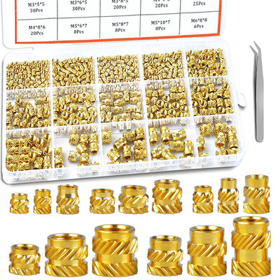 400 PCS Brass Threaded Inserts Kit M2 M6 Female Metric Knurled Heat Set