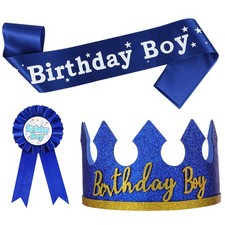 Birthday Boy Crown Party Set Birthday Boy Hat King Crown Party Dress-Up Acces...