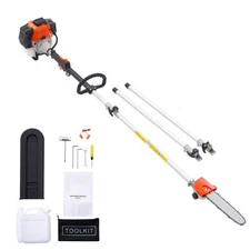 Gas Pole Saw 43CC 2-Stroke Extendable Cordless Tree Trimmer 10 in Cutting Bar