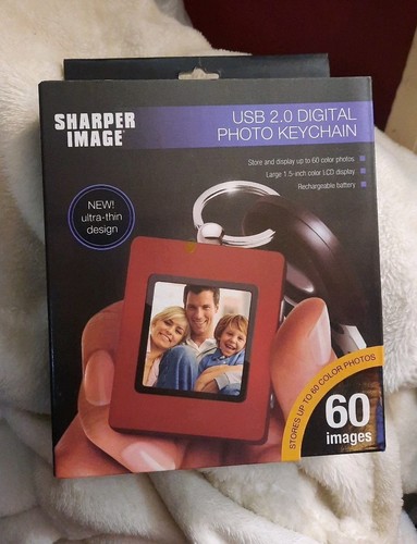 Sharper Image Digital Photo Album with Keychain USB 2.0 Rechargeable Red NEW