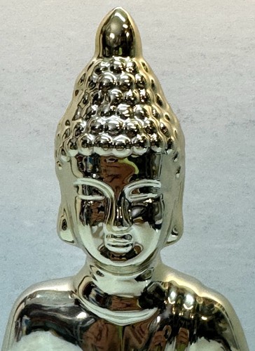Chinese Tibetan Gilt Silver Ceramic Buddha Statue Figurine 8.25" - Picture 2 of 13