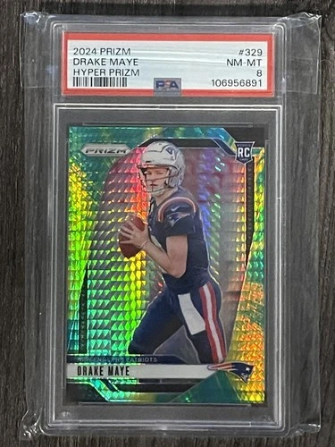 2024 Drake Maye Prizm Hyper /180 RC PSA 8