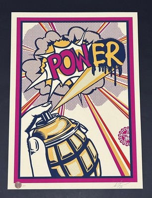Obey Shepard Fairey 'Power (Fuschia)' Paris Edition, 300 only, 16.5 x 23.5 inch