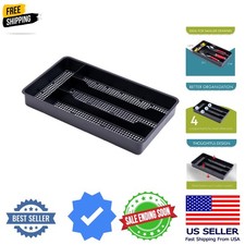 Small Utensil Silverware Kitchen Drawer Organizer, Black Keeps forks, spoon...