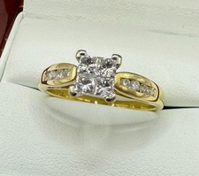 18ct Gold 0.60ct Princess & Round Cut Diamond Ring - Size Q 1/2