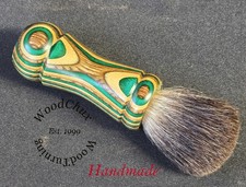 Handmade Color Wood Silver Badger Hair Shaving Brush Made In USA Wood 315a