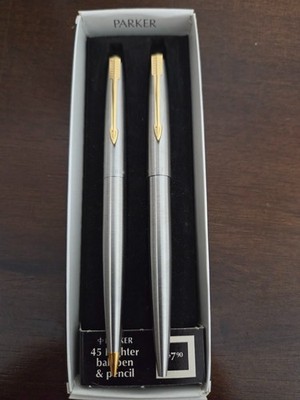 Vintage Parker 45 Flighter Ballpoint Pen & Mechanical Pencil Set New Old Stock