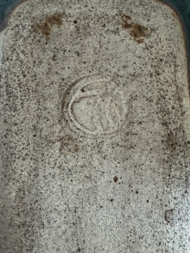 MCM Ceramic Pottery Trinket Tray Brown And Turquoise Vtg Makers Mark - Picture 3 of 5