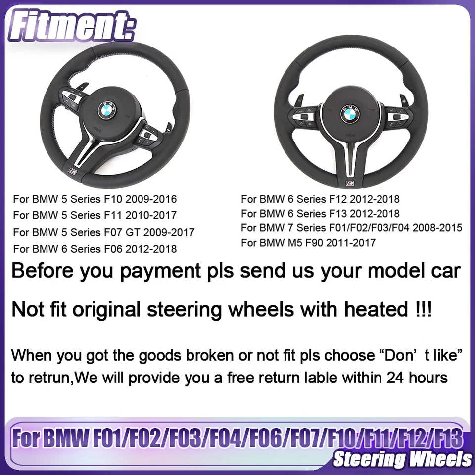 For BMW MP Style Steering Wheels F01 F02 F03 F04 F06 F07 F10 F11 F12 F13 F90 M5 - Image 2 of 4