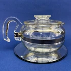 Vintage Pyrex 8446-B Coffee Teapot 6 Cup Glass & Stainless Flameware Midcentury