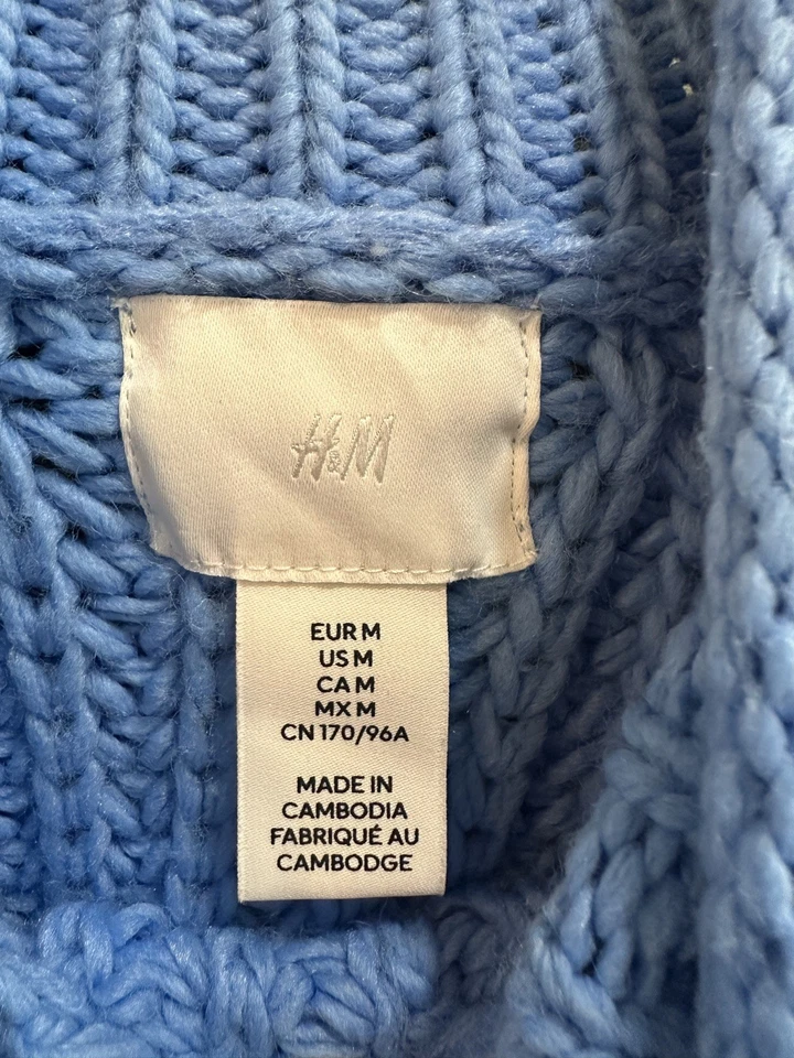 Suéter para mujer H&M grueso tejido cuello alto M azul manga larga ¡Súper lindo! Foto 3 de 4