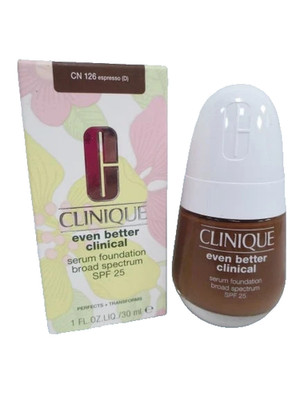 CLINIQUE EVEN BETTER CLINICAL SERUM FOUNDATION CN 126 ESPRESSO (D) 1 OZ BOXED