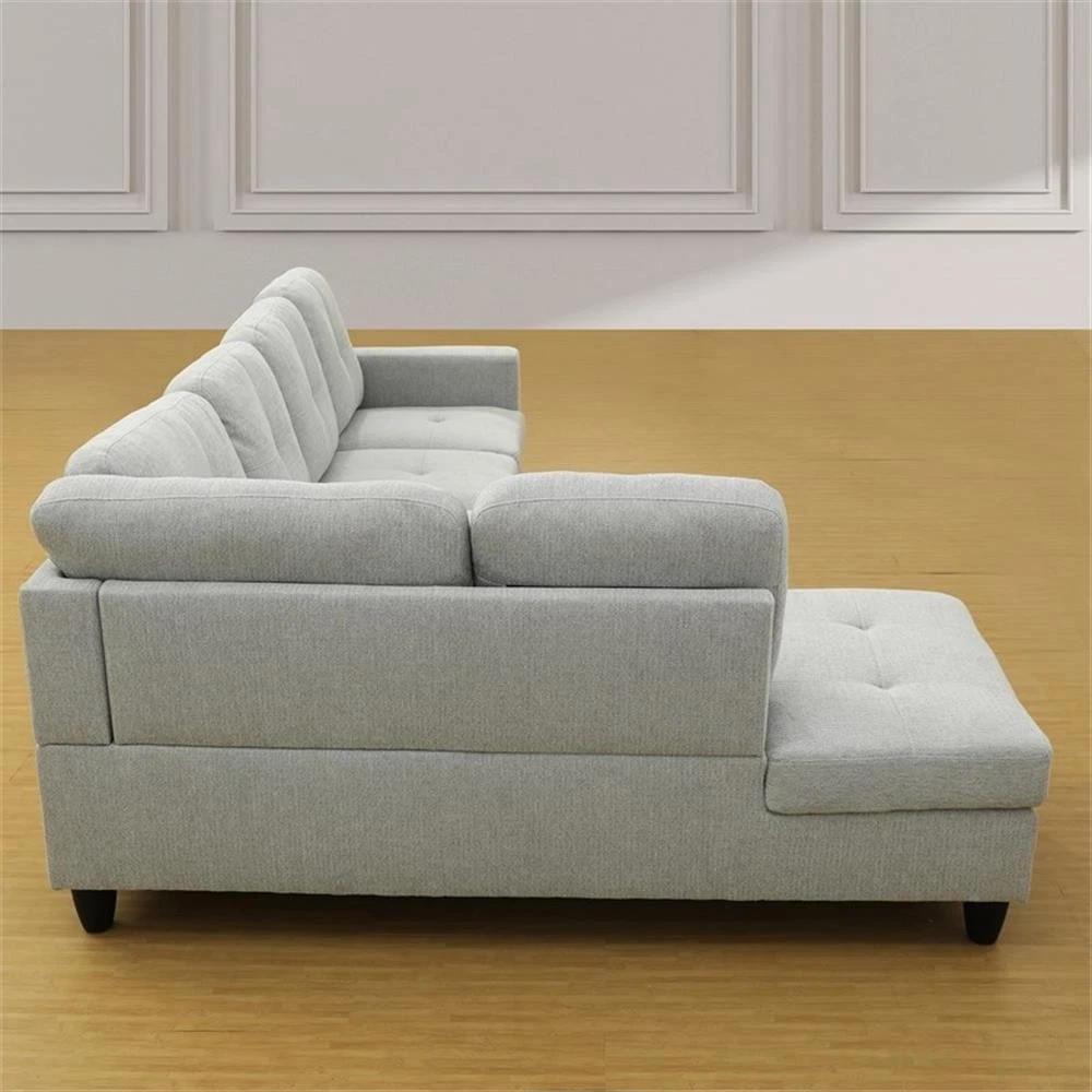 Pemberly Row Contemporary Flannelette Fabric Left Facing Sectional in Gray