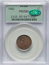 1882 1C PR65 Brown PCGS. CAC