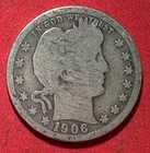 1906D US Barber SILVER Quarter "Denver" Mint! Good! Old US Coin!