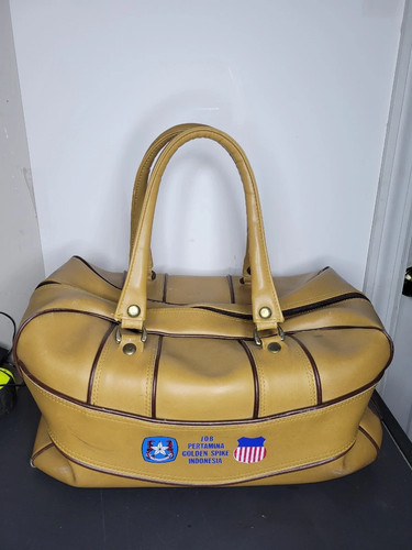 Vintage Vinyl Overnight Bag Indonesia Foreign Official Insignia