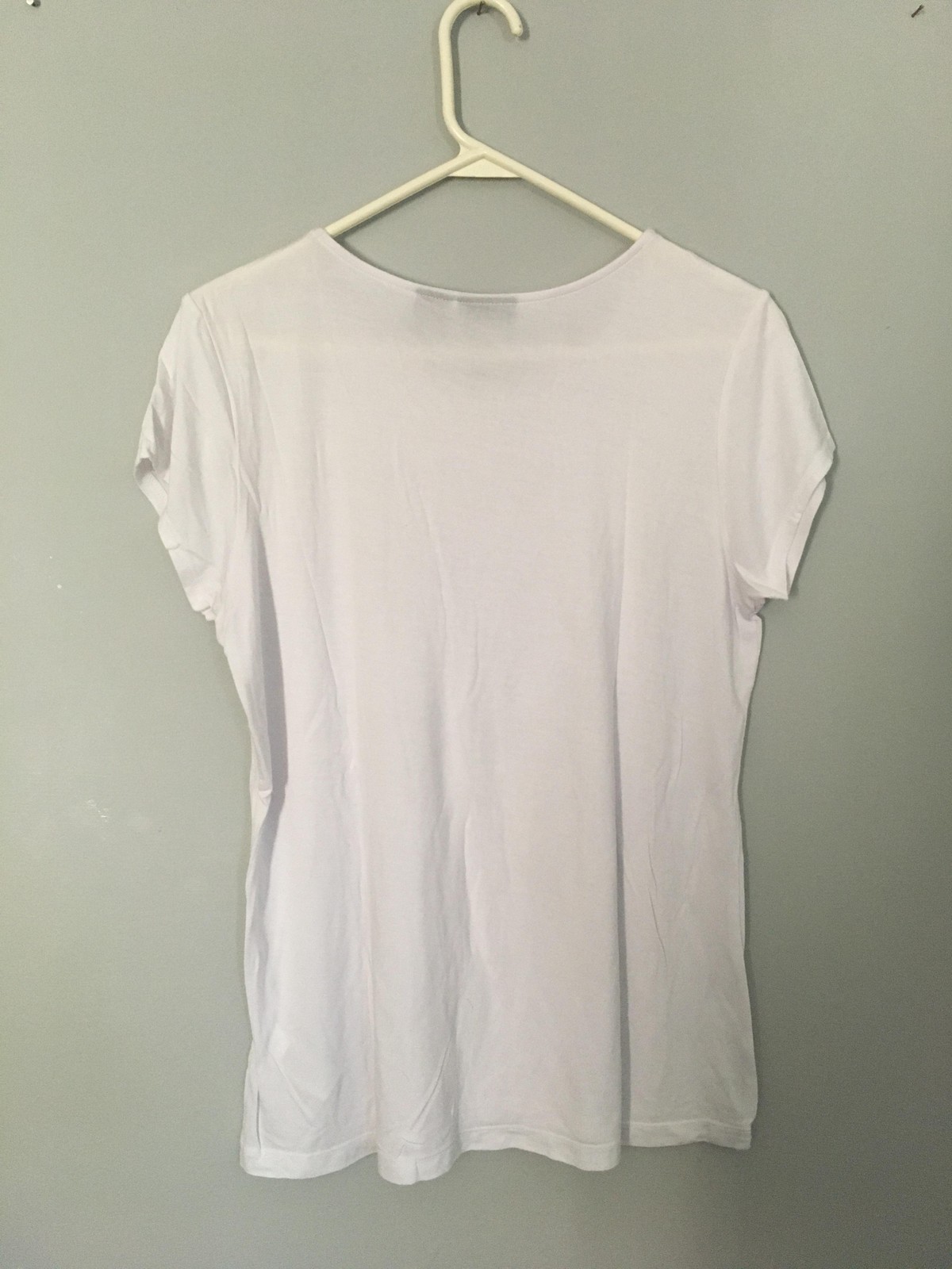 Tahari Shirt Womens L White Modal Stretch Short Sleeve Tee Scoop Neck EUC