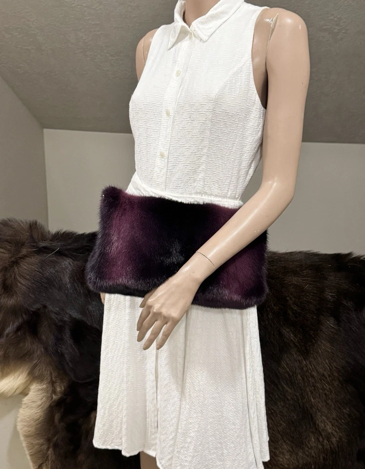 Фиолетовый градиент реальный норки мягкий мешковатая сумка/клатч/наплечная сумка/через плечо - Изображение 4 из 4