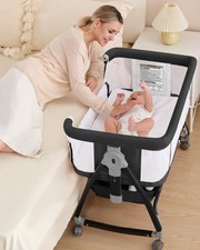 3 in 1 Baby Bassinet Crib with Breathable Mesh, Bassinet Bedside Sleeper with...