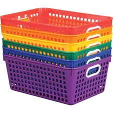 Plastic Storage Baskets with Handles, Bins for Books & Supplies, Organize Cla...