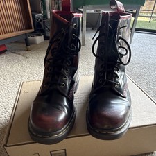 Dr. Martens Mens Leather Graphic Combat Boots...