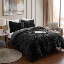 Queen Luxury Faux Fur Comforter Set Soft Breathable