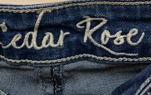 CEDAR ROSE Girls Blue Stretch Denim Western Cowgirl Rhinestone Jeans (Size 16) - Picture 6 of 7