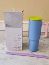 Simple Modern Trek 40 oz Stainless Steel Lidded Tumbler Powder Coat Blue Travel