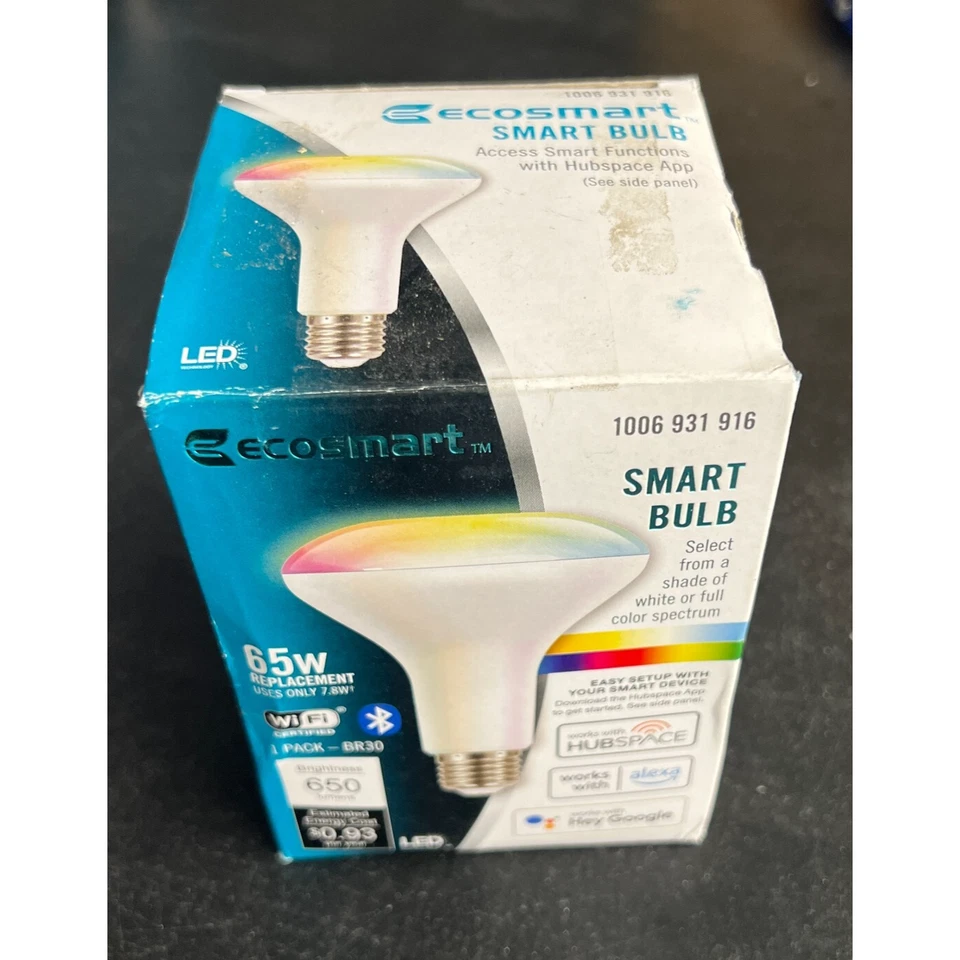 Ecosmart 65W LED Light Bulb BR30 Smart Color Changing WiFi Voice Control - Image 3 of 4