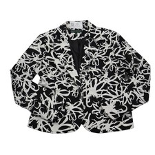 Harve Benard Blazer Womens M Black White Floral Long Sleeve Collared Top