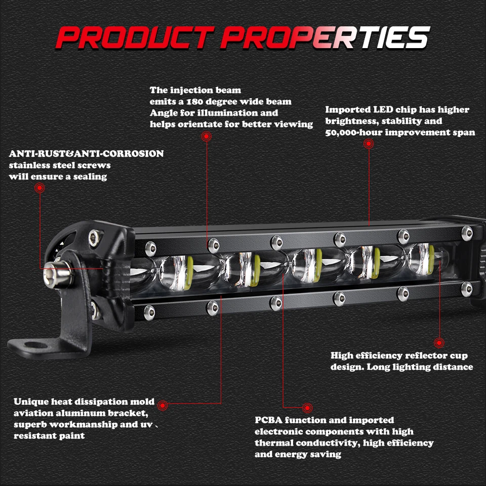 50"+20" LED Light Bar+ 4" Pods+Mount Brackets Kits For 07-18 Jeep Wrangler JK - Image 3 of 4