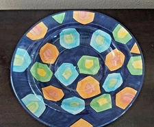 Made in Turkey Large Art Deco Multi Color Salad/Pasta Serving Bowl Geometric 