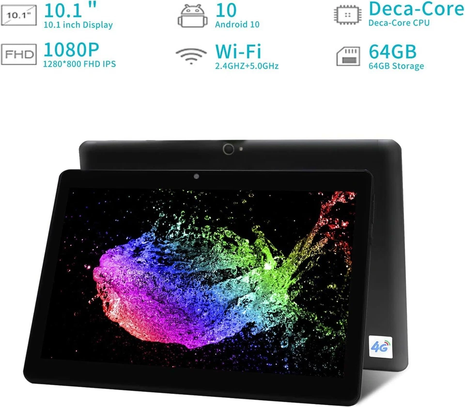 UCSUOKU 10 inch Tablet 4G LTE, Android 10.0 Pie, 64GB ROM, 4GB RAM - Image 2 of 4