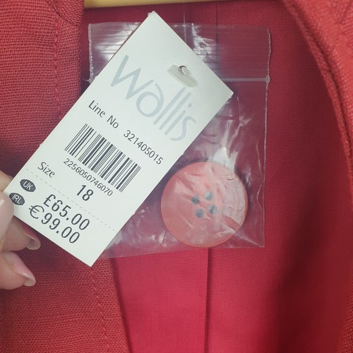 Wallis Linen Skirt Suit Women's Skirt UK 16 & Jacket UK 18 Red Fit and Flare - Picture 4 of 24