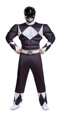 Black Ranger Mighty Morphin Power Rangers Fancy Dress Halloween Adult Costume