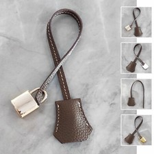 Real Cowhide Leather Clochette Bag Charm Gold/ Silver Padlock  Key for Handbags