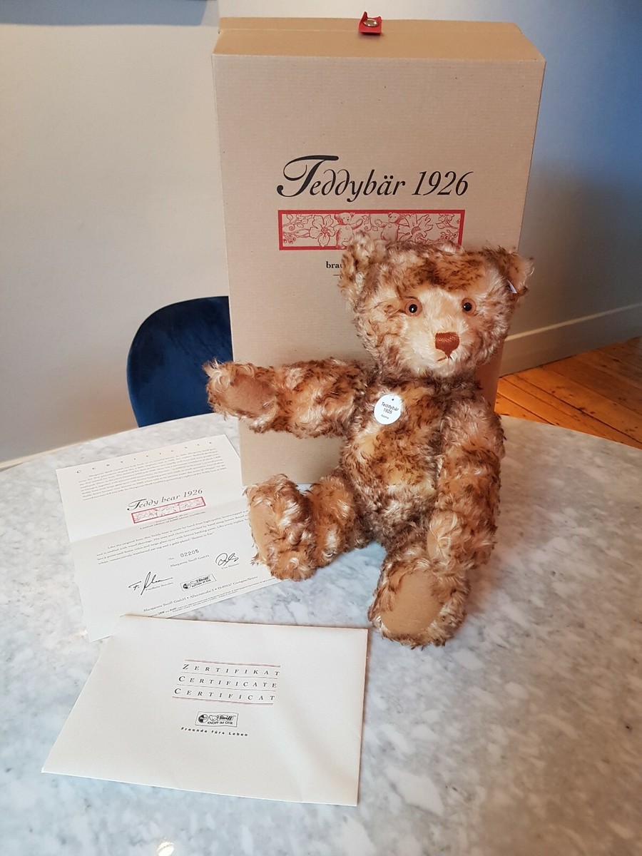 Steiff teddy bear -1926 replica! 40cm tall brown tipped mohair 
