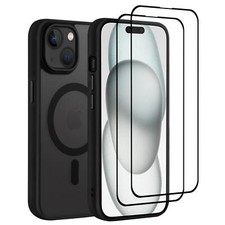 Magnetic case for iPhone 15 Pro Plus Max + 2 Screen Protectors Slim cover