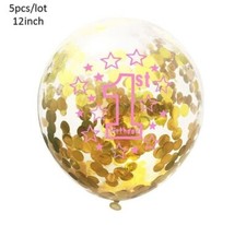 1st Birthday Balloon Pink Gold Specs Latex