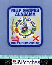 GULF SHORES ALABAMA Police Patch OUTPOST OF PARADISE FISH BOAT SHRIMP CRAB 8C