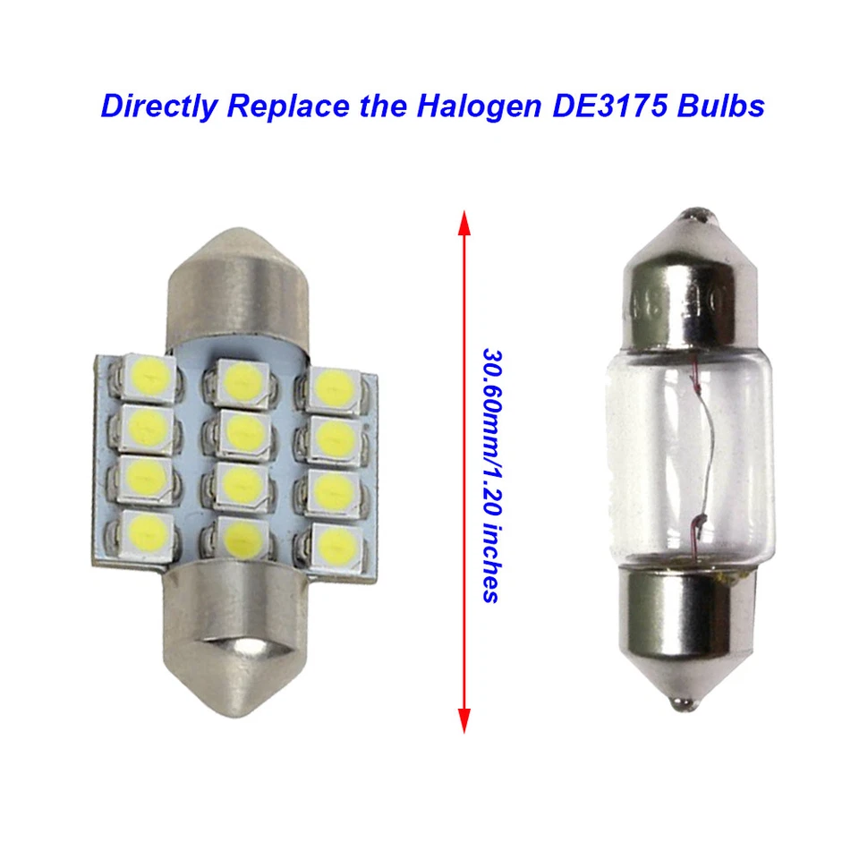 4 x White LED Interior Map Dome Trunk Lights 31mm DE3175 DE3022 Festoon Bulbs - Image 2 of 4