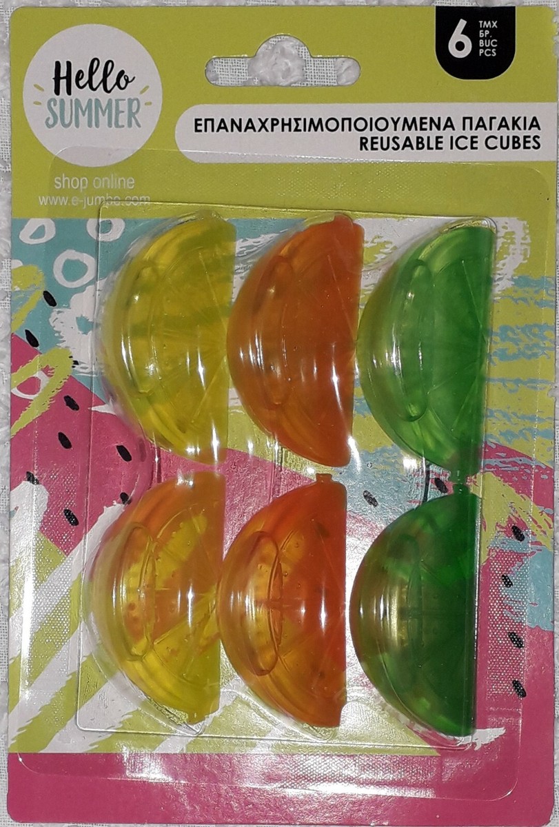 BRAND NEW!! PLASTIC REUSABLE FRUIT SHAPED ICE CUBES SUMMERTIME DRINKS - Main Image
