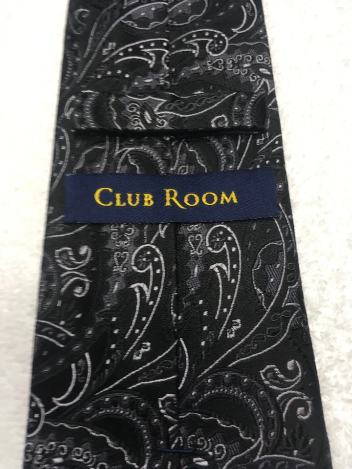 CLUB ROOM CORBATA HOMBRE NEGRA CON GRIS PAISLEY 3,75 X 61 Foto 4 de 4