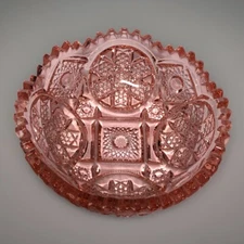 Imperial Glass Arthur Lorch 1981-1982 Hobstar Pattern Candy Nut Dish Pink