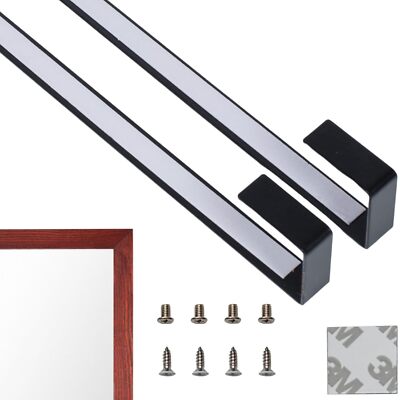 BLACK Over-The-Door Mirror Hanger Set HeavyDuty Adjustable
