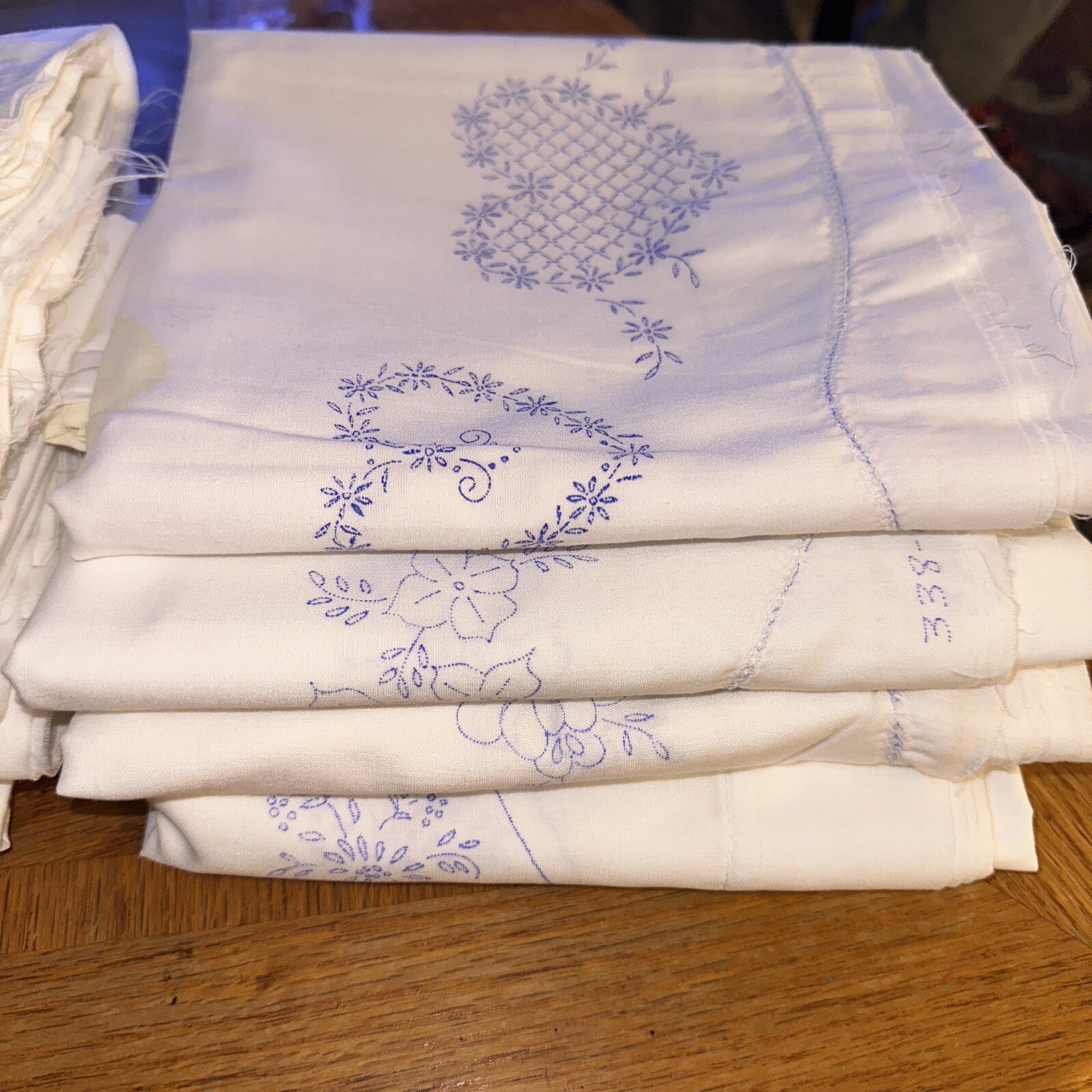 Vintage Cotton Pillowcases Stamped For Embroidery 4 Sets of 2 misc