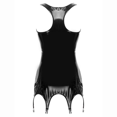 Womens Hollow Out Dress Party Clubwear Patent Leather Open Chest Mini Dresses - Picture 20 of 35