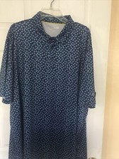 Maelreg Performance Polo Blue With Palm Trees Short Sleeve Shirt Sz 3XL Collared